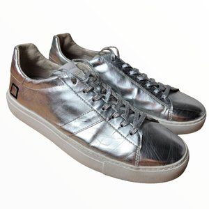 DATE D.A.T.E Premium Scratched Silver Leather Shoes Sneakers W 8.5 M 7